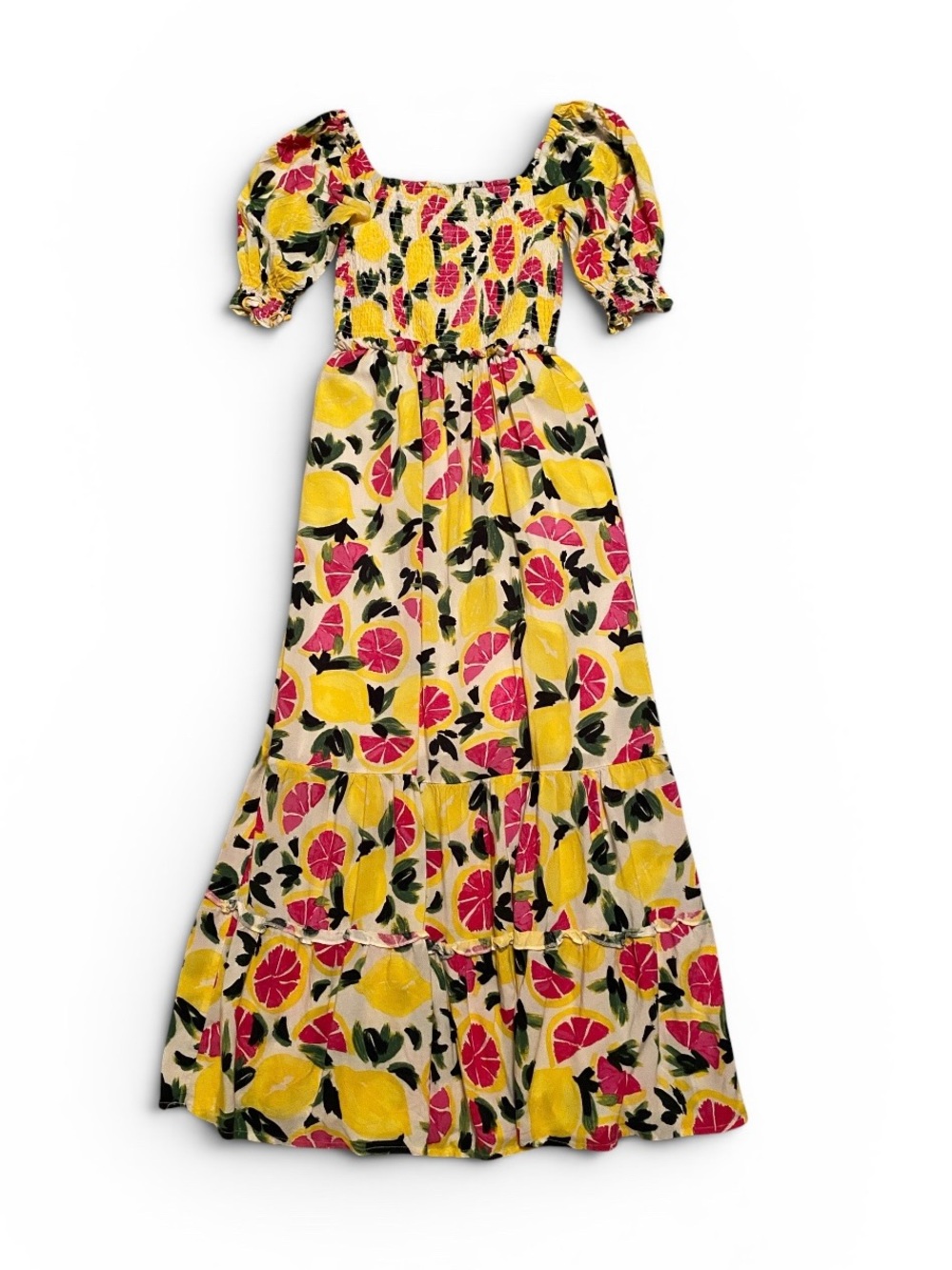Steve Madden Yellow Floral Maxi Dress with Pink and Green Accents, Size XS - Picture 2 of 11